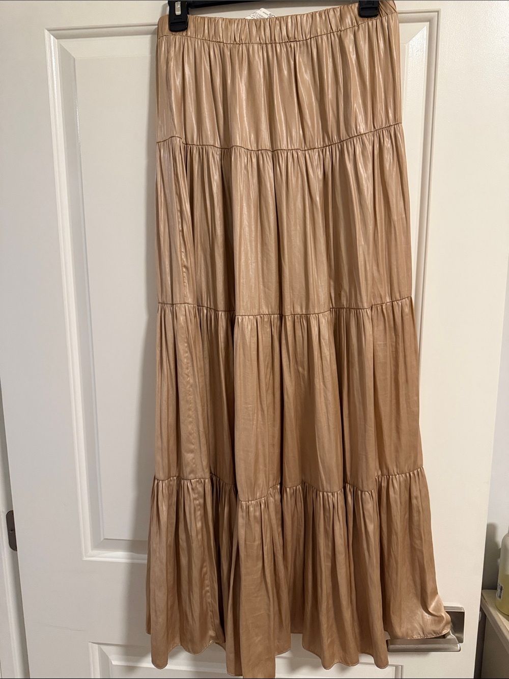 Women's Tiered Maxi Skirt in Beige